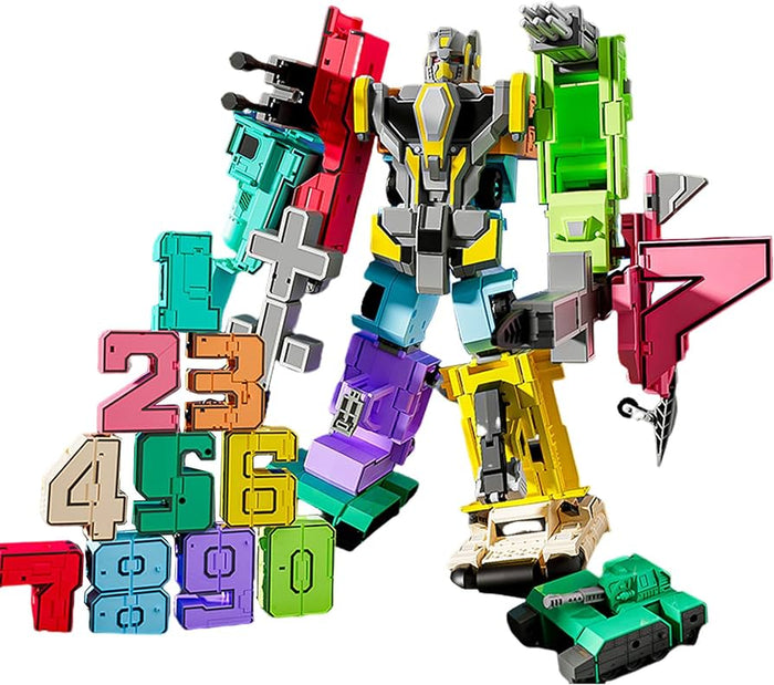 Transforming Number Robot Toy Set (0–9 + Math Symbols) – STEM Educational Building & Puzzle Robot for Kids